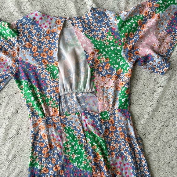 Topshop Austin floral print angel sleeve midi dress size 8 cut out - Picture 11 of 15